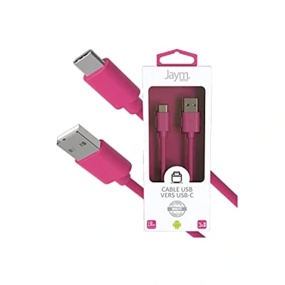 Image de Câble USB vers Type C 3A 1,5 mètres Collection POP Rose Neuf