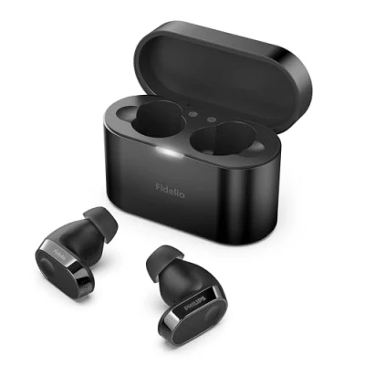 Image de Fidelio T2 Réduction du bruit Casque intra auriculaire Bluetooth sans fil Excellente qualité d&#039;appel, compatible avec les assistants vocaux et jusqu&#039;à 40 heures de lecture musique Noir