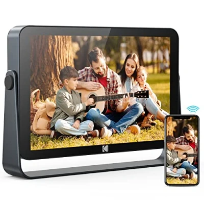 Image de KODAK Cadre Photo Numérique WiFi 10,1 Pouces 1920x1200 IPS HD Écran Tactile, 4000mAh Batterie, 32Go Stockage, Électronique Permet de Partager des Vidéos/Images, Utilisable sans Fil