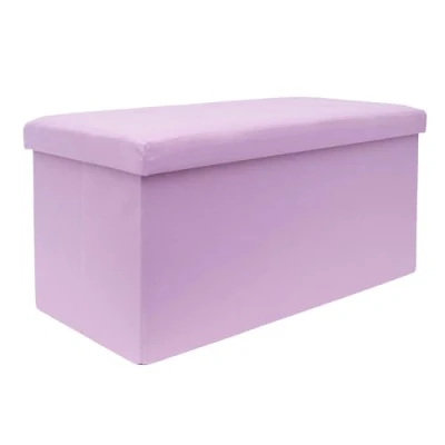 Image de Intirilife Banc Pliable 76x38x38 cm en Rose Cube de siège avec Couvercle et Espace Rangement Tissu Creux Sitzcube Repose Pieds Coffre Pouf