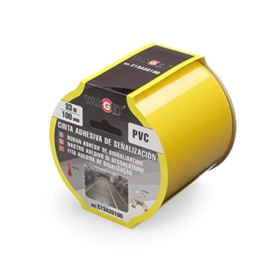 Image de TARGET C13A33100 Ruban de Marquage Adhésif 33 m x 100 mm Sols Avertissement Signalisation Sécurité Jaune