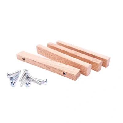 Image de JOWE Lot de 4 poignées meuble en bois avec vis chêne ou hêtre (chêne laqué, trapèze arche, 96 mm)