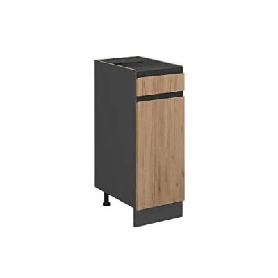 Image de Vicco Meuble Cuisine R Line, Chêne de Force doré/Anthracite, 30 cm J Shape, sans Plan Travail