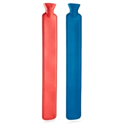 Image de Bouillotte Eau Chaude, Multipack Longue Grande Capacité 2L Durée, Caoutchouc Naturel sans Housse (Bleu/Rouge 2 unités)