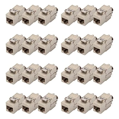 Image de DIGITUS Module Keystone Cat 6A Blindé 24 pièces RJ45 Compatible avec Le Design 500 MHz 10GBase T Clip métallique sans Outillage