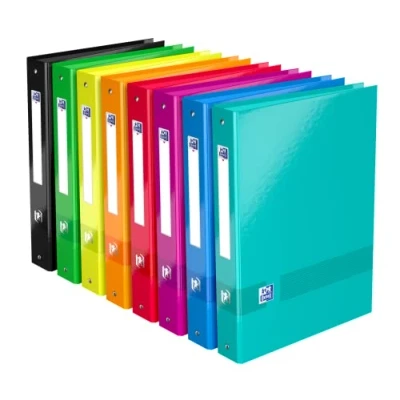 Image de OXFORD Lot de 14 Classeur Color Life A4XL Dos 40mm 4 Anneaux Ronds Couverture Carte Pelliculée Coloris Assortis