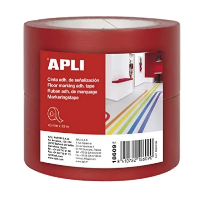 Image de APLI 18609 Ruban adhésif de signalisation rouge 40 mm x 33 m 2 rouleaux