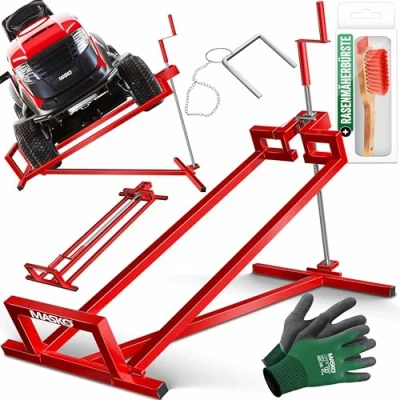 Image de MASKO® Cric lève Tracteur Tondeuse 400 kg Dispositif de Levage pour à Gazon autoportée Aide au Nettoyage Pont élévateur