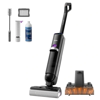 Image de EUREKA RapidWash NEW730 Aspirateur Laveur sans Fil Aspiration 21600 Pa, Lavage Eau Chaude 85 C, Séchage 5 Minutes Air Chaud, Anti Emmêlement 2,0, Conception à Plat, Autonomie 40 Mins Ininterrompue