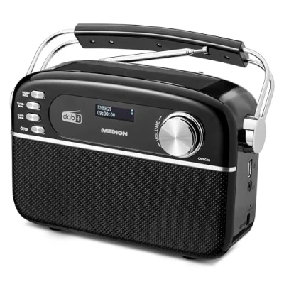 Image de MEDION E66809 Dab Plus Radio Solaire Portable (Design rétro, Panneau Solaire, Bluetooth, Dab+ FM, Batterie intégrée, Port USB, AUX, minuteur de Mise en Veille, antenne télescopique) cuivre