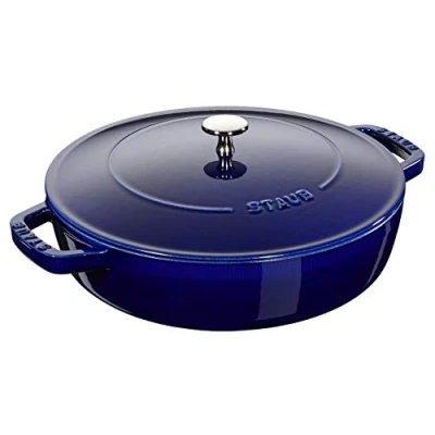 Image de STAUB Sauteuse Chistera en Fonte, Ø 24 cm, 2,4 L, Bleu Intense