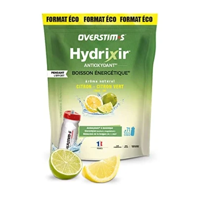 Image de OVERSTIM.s Boisson Hydrixir Antioxydant (3kg) énergétique pour le sport Electrolytes (sodium,magnésium) Vitamines (B1,B6,C,E) Réduction de la fatigue Saveur citron vert