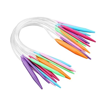 Image de aiguilles à tricoter en Tube irculaire ABS 12 pièces aiguille de chandail circulaire multicolore tissage l&#039;aiguille pour tricoter(40CM long)