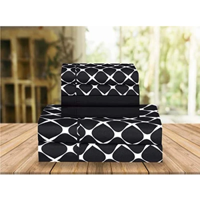 Image de Elegant Comfort Parure de lit Luxe Douce en Percale 1500 Fils au Pouce carré, Microfibre Douce, résistante aux Plis et à la décoloration (6 pièces), Double, Noir