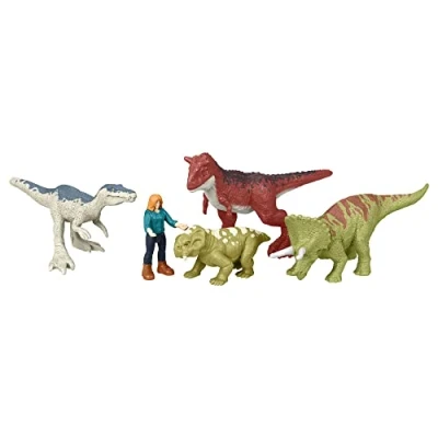 Image de Jurassic World Le Monde d’après Coffret 5 mini figurines Carnotaurus avec Détails Authentiques, à Collectionner, Jouet Enfant, Dès 3 ans, GWP72