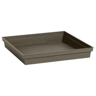 Image de EDA Soucoupe Carrée Toscane 26,7 x 3,8 cm pour Pot de Fleurs Carré 32 Taupe Lot 6