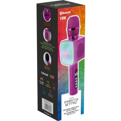 Image de Bigben Interactive Microphone Karaoke avec Effets Lumineux Rose PARTYBTMIC2PK