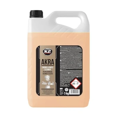 Image de K2 Akra, liquide nettoyant pour moteur. Retire la saleté tenace dans les moteurs, outils et sols. Respectueux de l&#039;environnement efficace, bidon 5L