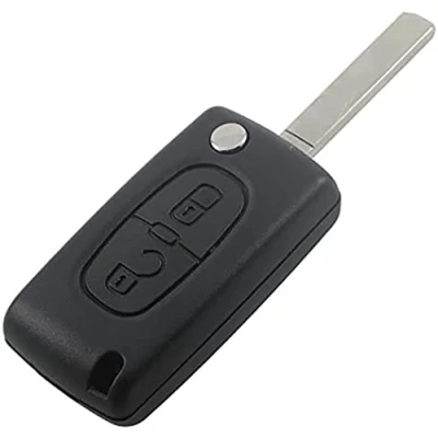 Image de Pro PLIP CLE Compatible avec Peugeot 107 207 307 308 407 807 Partner Expert Citroen C1 C2 C3 C4 C5 C6 CE0536 2 Boutons Lame sans rainure Coque TELECOMMANDE