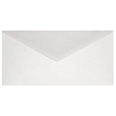 Image de Netuno 25 enveloppes longues blanches DL 110x220mm Aster Metallic White rabat pointu nacrées brillantes métallisées pour anniversaires mariage baptême première communion