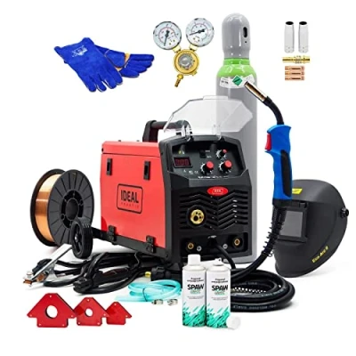 Image de Set #1 Ideal™ Praktik MIG 211 MMA MIG/MAG Poste à souder inverter 200 A 3 en 1 FLUX EURO, Rouge