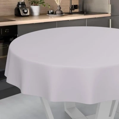 Image de ANRO Nappe en Toile cirée, Lavable, pour Table de Jardin, extérieur et intérieur, Ronde, Bord coupé, Grise, 140 cm