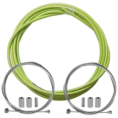 Image de cyclingcolors gaine frein vélo avec câble embouts kit avant arrière compatible Shimano Sram cycle ville route vtt insert performance cable (Vert)