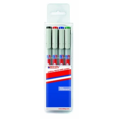 Image de edding 152 M stylo non permanent noir,rouge,bleu,vert plume ronde 1 mm pour écrire sur le verre, plastique, les feuilles et surfaces lisses séchage rapide, peut être corrigé à l&#039;eau
