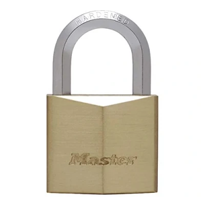 Image de Master Lock 1155EURD Cadenas à Clé en Laiton Massif et Anse Hexagonale, Doré, 8,2 x 5 2,6 cm