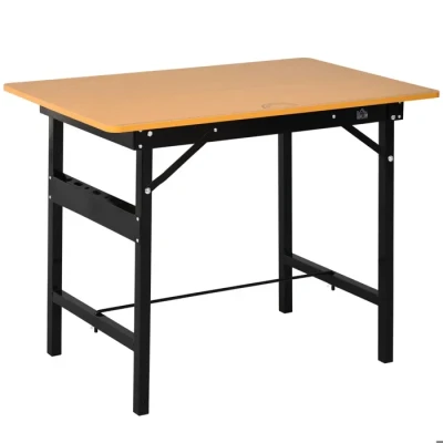 Image de HOMCOM Établi Atelier Pliant Table de Travail Pliable avec règle et rapporteur MDF 100 x 60 75,5 cm Jaune Noir