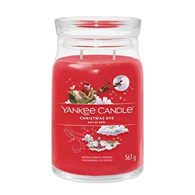 Image de Yankee Candle Signature bougie parfumée Nuit de Noël ; Grande jarre longue durée Mélange cires soja