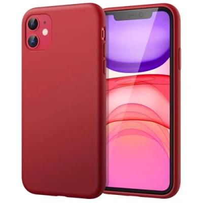 Image de JETech Coque en Silicone pour iPhone 11 (2019), 6,1 Pouces, Étui de Protection Complète du Corps au Toucher Soyeux, Housse Doublure Douce Tissu Microfibre, Anti Chocs (Rouge)