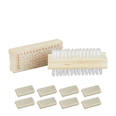 Image de relaxdays Brosse à Mains, Jeu de 10, Deux côtés pour Mains avec Poils Dur, en Plastique;HlP :4 x 9 3,5 cm, Nature.