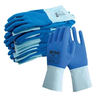 Image de NITREX Unigloves 440 Gant en latex doublé coton résistant aux produits chimiques et à la chaleur Bleu