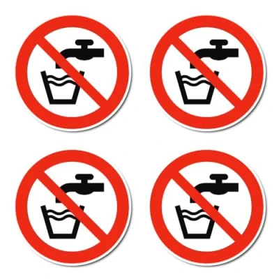 Image de Pas d&#039;eau potable : P005 DIN EN ISO 7010 / ASR A1.3 Autocollants Ø 7,5 cm