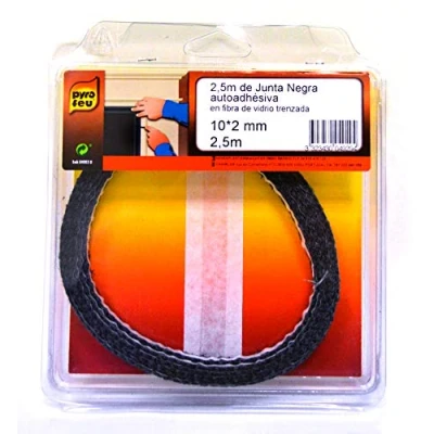 Image de Pyro Feu Joint réfractaire Auto Collante 10 X 2 mm 2,5 mètres, Fibre de Verre, Noire, Standard