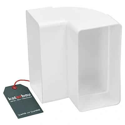 Image de KOTARBAU® Raccord de déviation 120 mm x 60 Vertical Rectangulaire 90 Canal plat En plastique Blanc conduit d&#039;évacuation d&#039;air