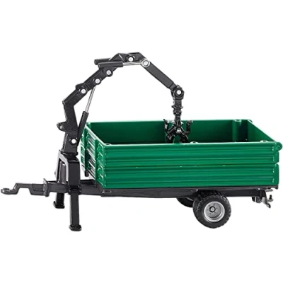 Image de siku 2896, Remorque Combinée Oehler, 1:32, Métal/plastique, Vert, Grue montée et 3 accessoires inclus