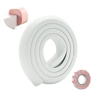 Image de SONARIN Protection d&#039;Angles et Rebords pour Bébés,2M / 6.6ft Corner Protections de bord table meubles en forme L avec ruban adhésif fort,Protections rebords(Blanc)