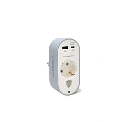 Image de Parafoudre Prise GSchuko Type F 540J avec 2 Ports USB A/USB C PD Blanc Neuf