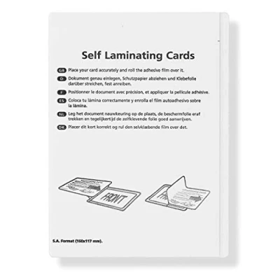 Image de Sachets de plastification à froid autocollants, films pour sceller et protéger des photos, menus etc. sans plastifieuse, jeu 20, chacun 117 mm x 160 A6, transparent
