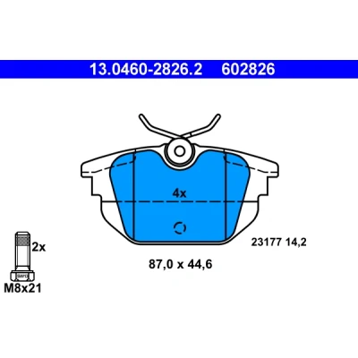 Image de ATE 13.0460 2826.2 Jeu de plaquettes frein contact signal d&#039;usure exclu avec vis d&#039;étrier FIAT: Punto I 3/5 portes, Barchetta, Coupe