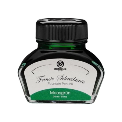 Image de Encre premium pour stylos plume et plumes, différents coloris, 30 ml vert mousse