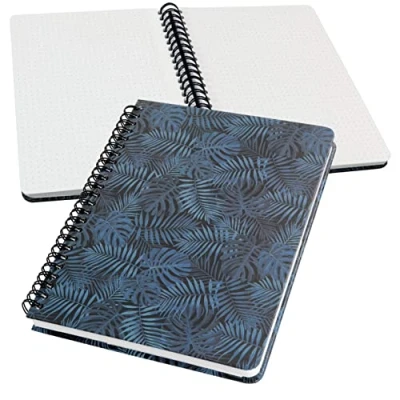 Image de SIGEL JN602 Carnet de notes à spirale basic, 16,2 x 21,5 cm, pointillé, couverture rigide, motif jungle, bleu Jolie