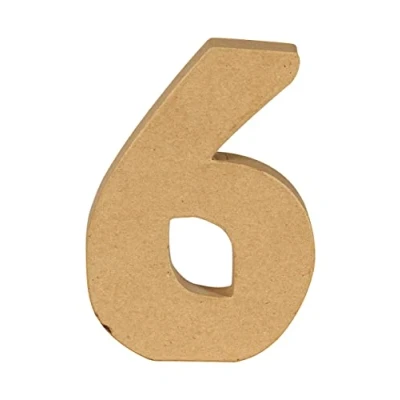 Image de Décopatch AC890C Un support en Papier mâché Brun 14x2,5x20 cm, Chiffre 6