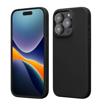 Image de kwmobile Coque pour iPhone 15 Pro Max Housse de téléphone Fine en Silicone avec Surface Douce et Anti Choc Noir