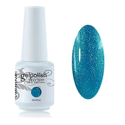 Image de Vishine Vernis à ongles Semi permanent Soak off UV LED Nail Art Manucure Base Top Coat 8ml Turquoise foncé #291