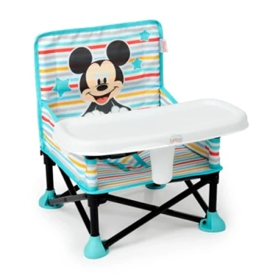 Image de Bright Starts, Rehausseur Portable Disney Mickey Mouse Pop &#039;N Sit, Utilisation Intérieure et Extérieure, Siège au Sol avec Tablette Pour Repas, Bleu, Enfants de 6 Mois à 3 Ans