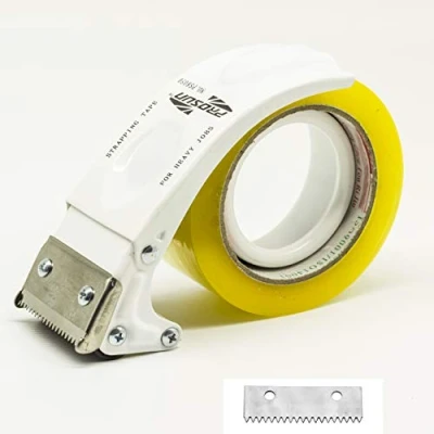 Image de PROSUN Distributeur de ruban adhésif avec lame supplémentaire, pistolet à facile monter 50 mm (5,1 cm), scellant pour carton (blanc)