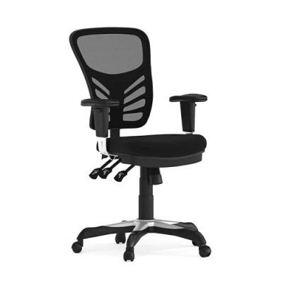 Image de Flash Furniture Chaise de Bureau avec Dossier Taille Moyenne siège Gaming Ergonomique accoudoirs réglables &amp; Tissu Mesh Fauteuil pour télétravail Noir